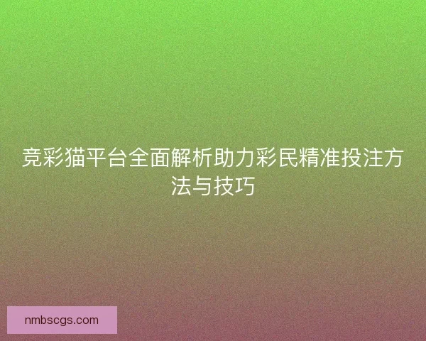 竞彩猫平台全面解析助力彩民精准投注方法与技巧