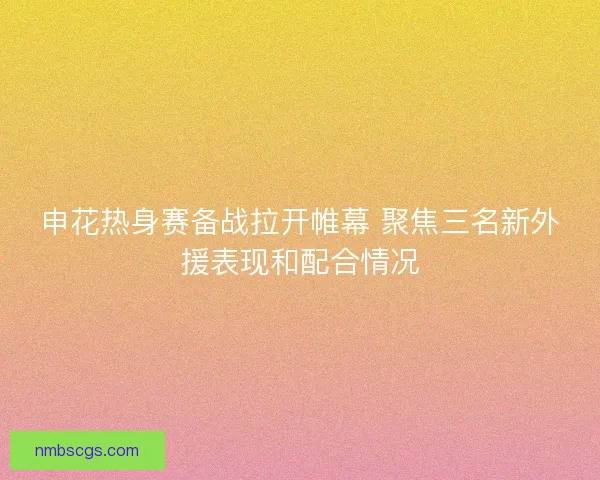 申花热身赛备战拉开帷幕 聚焦三名新外援表现和配合情况 申花热身赛备战拉开帷幕 聚焦三名新外援表现和配合情况